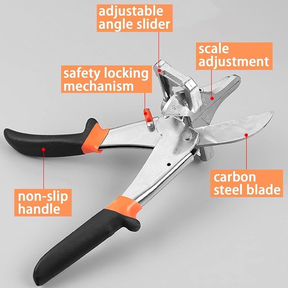 X-Large Adjustable Miter Shear - 0 to 135 Degrees, Safe Cutting Scissors