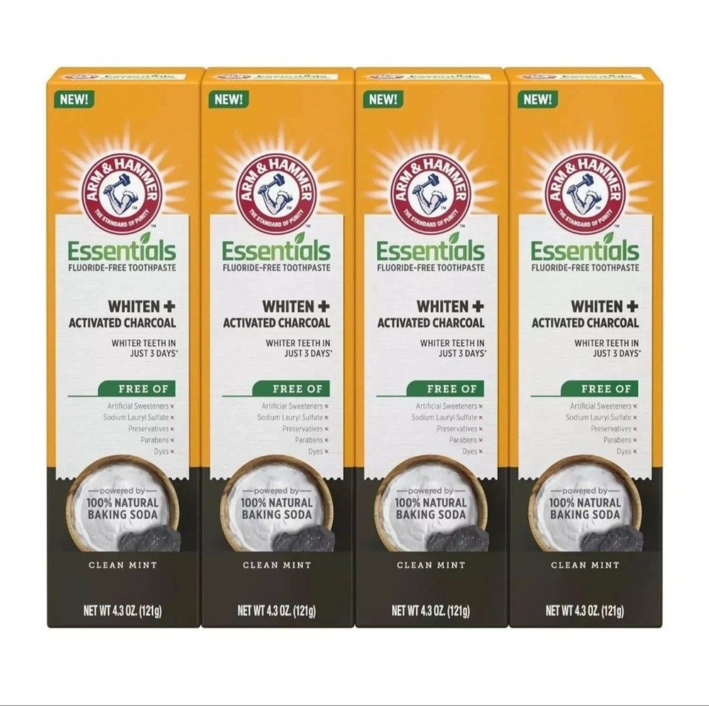 Arm & Hammer Essentials Fluoride-Free Toothpaste Whiten + Activated Charcoal-4 P
