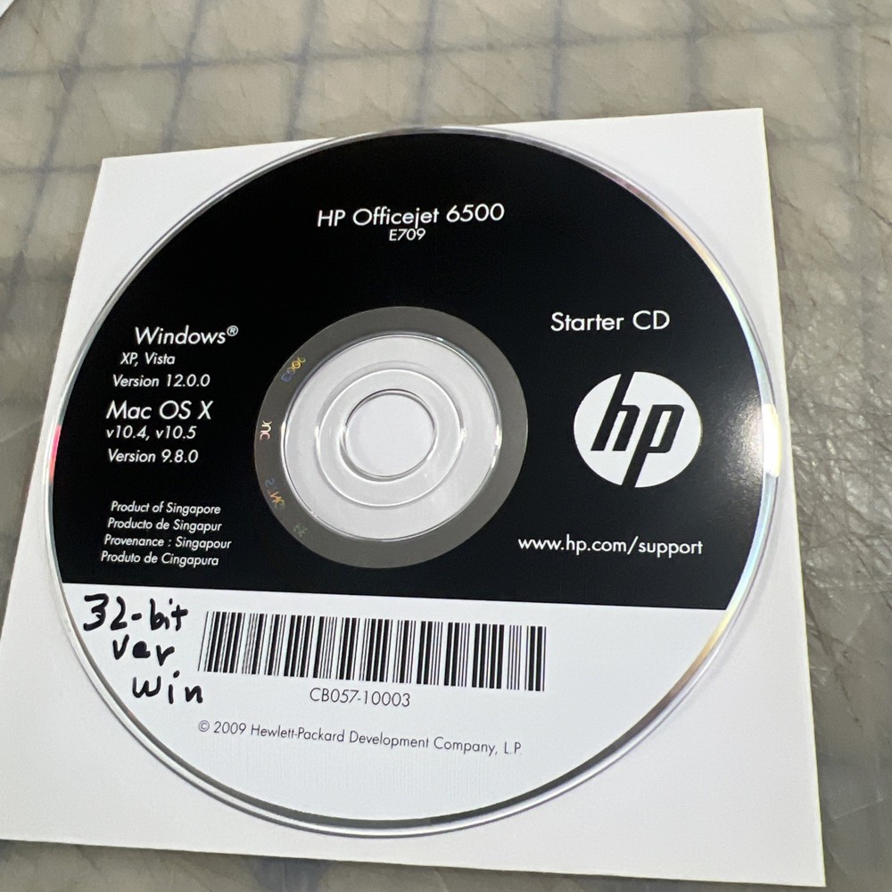 HP OfficeJet 6500 E709 All-In-One Printer Drivers & Software Disk / CD