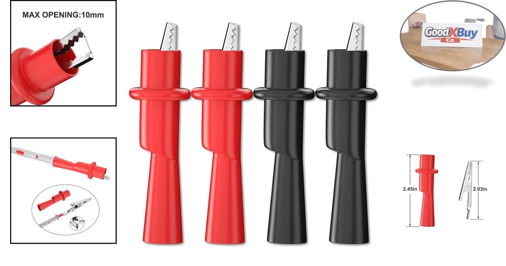 4-Pack Insulated Alligator Clips for Multimeter Testing - Push On, Crocodile ...