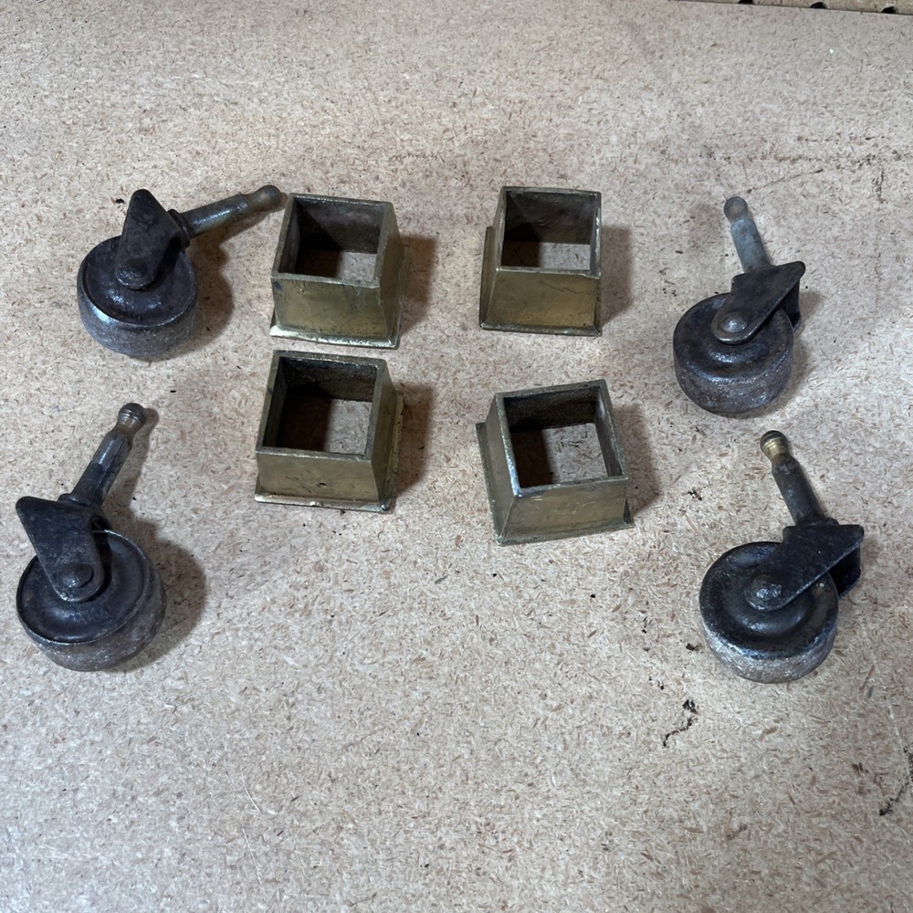 Sears Silvertone Phonograph wheels and brass leg collars