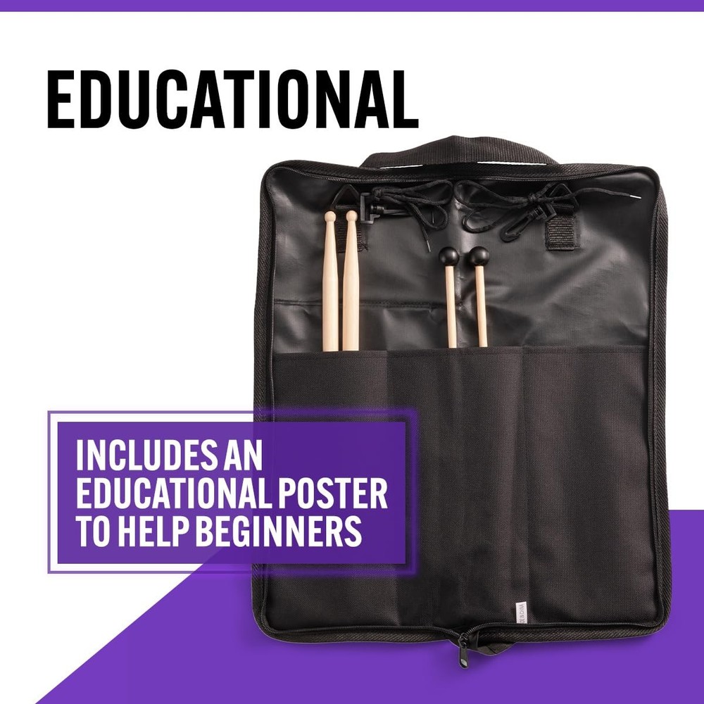 On-Stage Student Percussion Kit - Maple Drumsticks, Rubber Mallets,