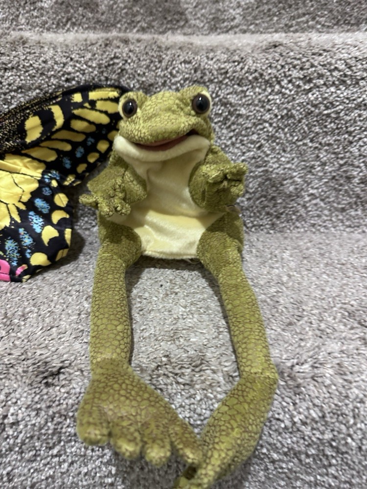 Folkmanis Swallowtail Butterfly & Frog Puppet Plush Insect Bug Learning