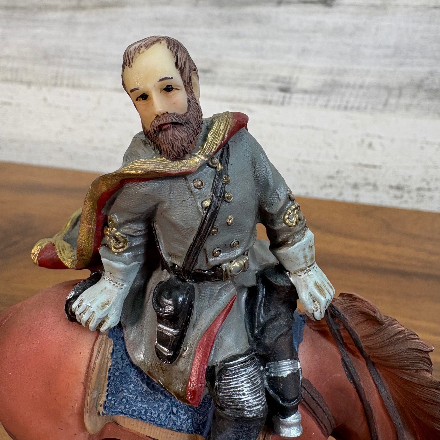 Civil War Stonewall Jackson Mounted Battle Scene Figure Hand Painted Resin 4"x5"
