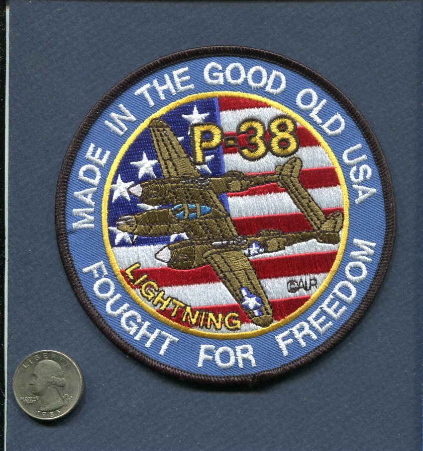 P-38 LIGHTNING WW2 USAF Army Air Corps AAC Lockheed Fighter Squadron Patch - OD