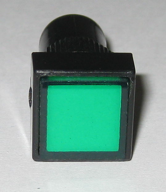 Panel Mount Square LED Indicator - Green - 12mm Lens Plastic Case - 3 to 12 VDC