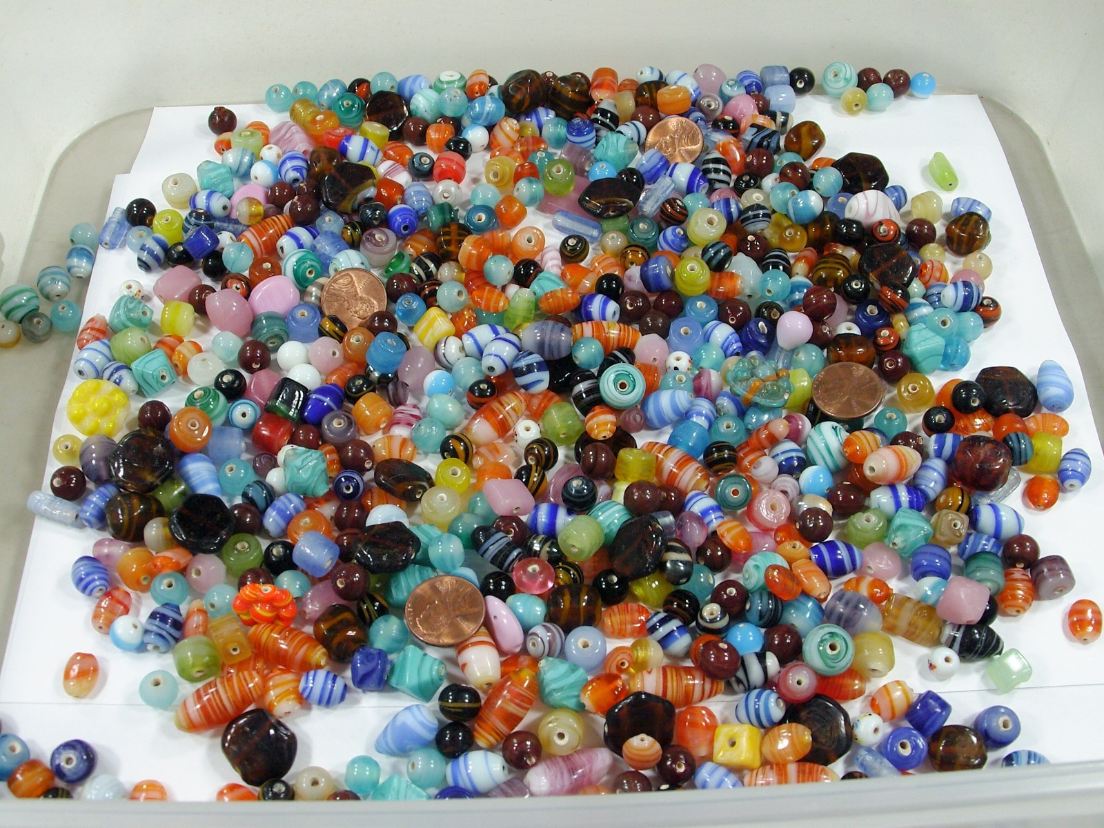 2 Pounds Assorted Shapes and Sizes India Handmade Multicolor Glass Beads (D-8) ⭐
