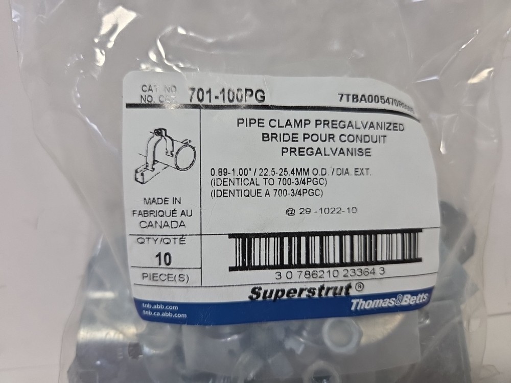 Thomas & Betts Pipe Clamp 701-100PG Pack of 10