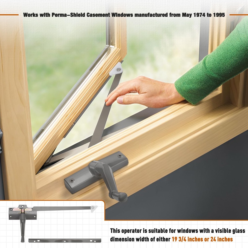 Straight Arm Operator for Anderson Window Crank Replacement for Left Window w...