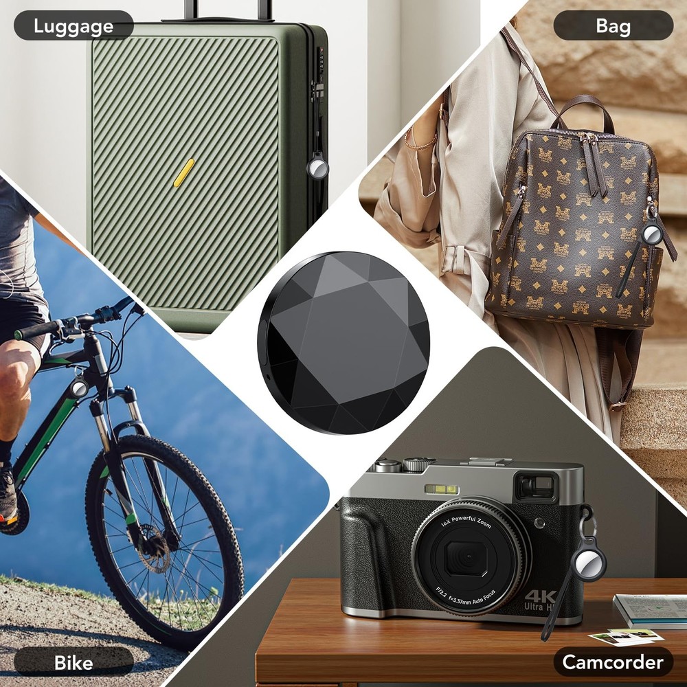 Air Tracker Tags-4 Pack Black | Bluetooth Tracker Work with Apple Find My (iO...