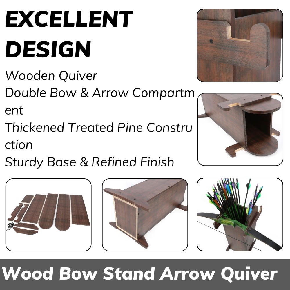 Solid Wooden Quiver Bow Stand Thickened Shoot Target Practice Archery Arrow Case