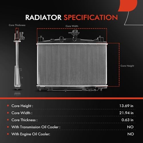 Engine Coolant Radiator Assembly Compatible with Mazda 2 2011 2012 2013 2014