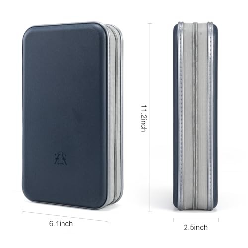 CD Case Hard Plastic CD Holder Protective DVD Disc 96 Capacity Dark Blue