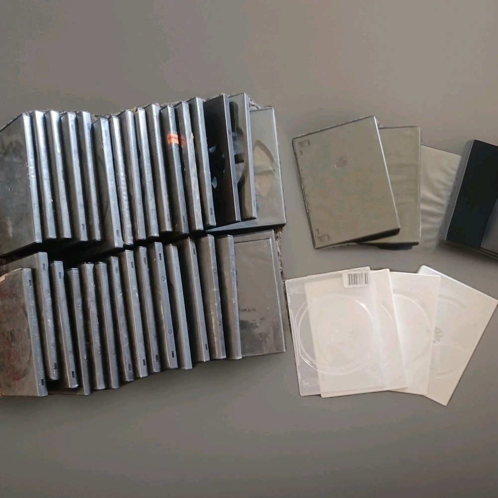 empty dvd cases lot White, Black Doubles, + triple case