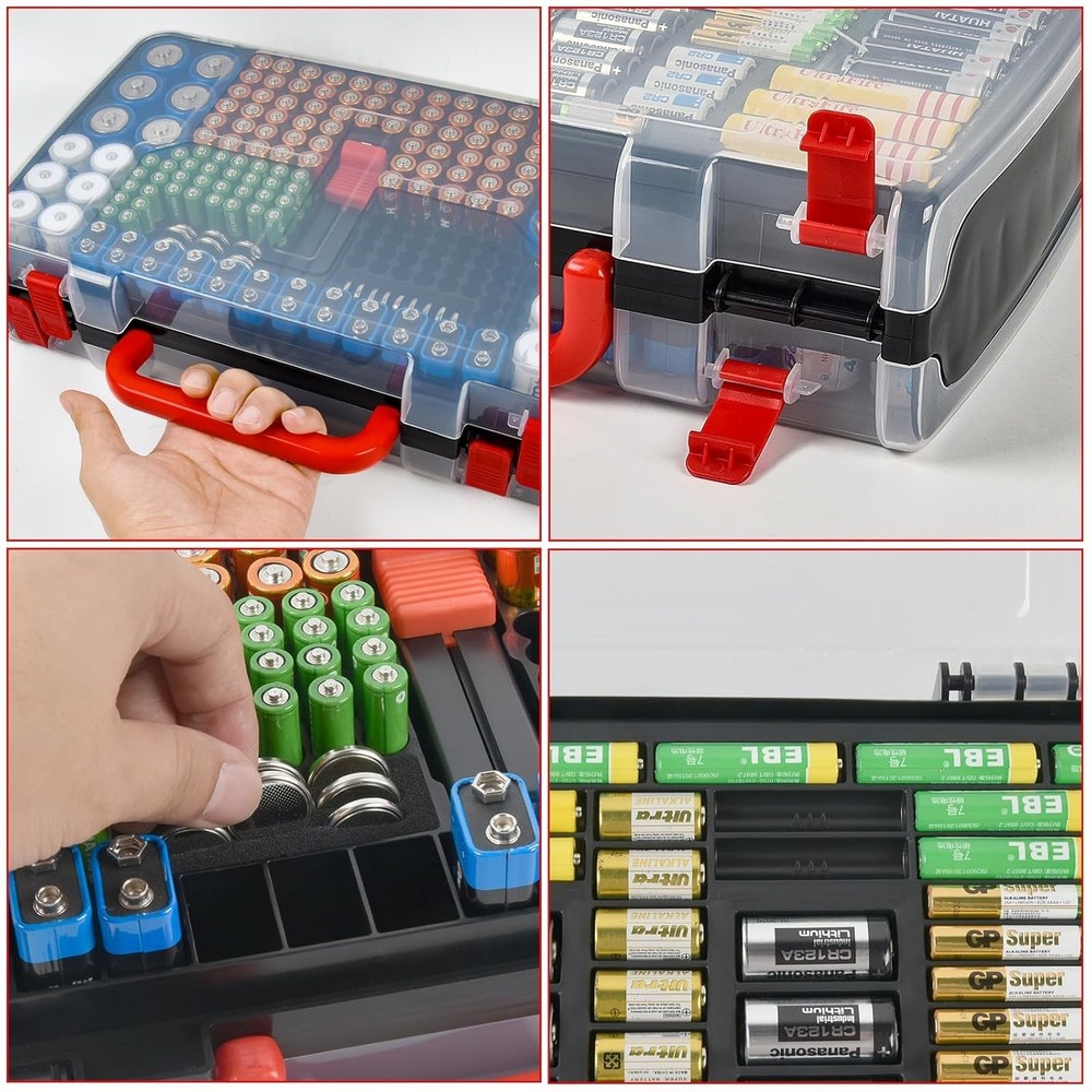 269-Count Double-Sided Battery Storage Case & Testing Kit - Modern Black Finish