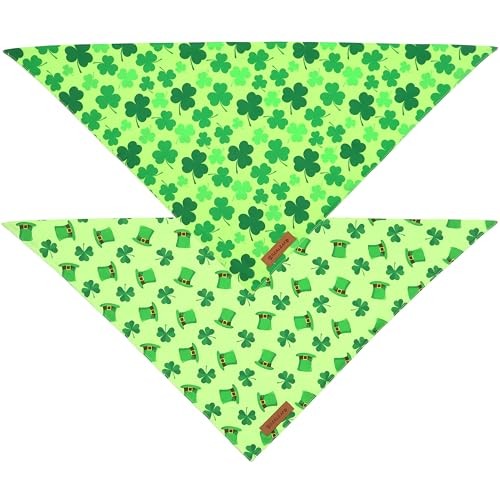 St. Patrick's Day Dog Bandanas 2 Pack, Triangle Large St Patrick Day