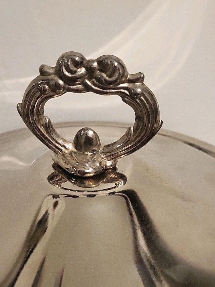VTG Covered Casserole & Silver Plate 10" Glass Baking Dish Elegant Serving Set