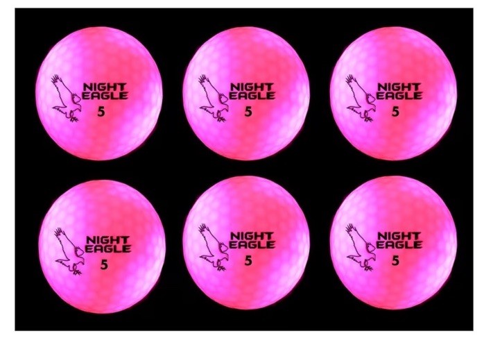 Night Eagle CV LED Illuminated Golf Balls Light Activated - No Timer 6 Pack Pink
