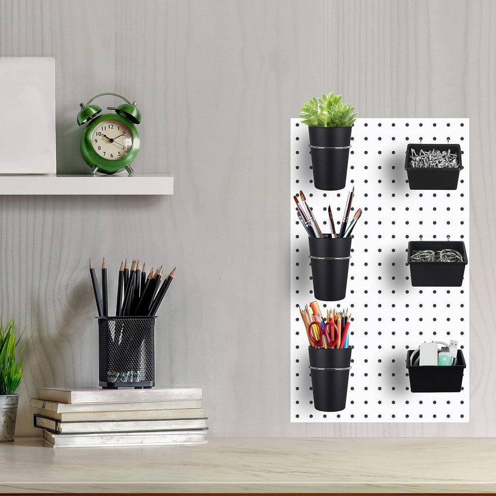 6 Sets Pegboard Bins & Cups with Hooks for Organizing Accessories Tools Storage