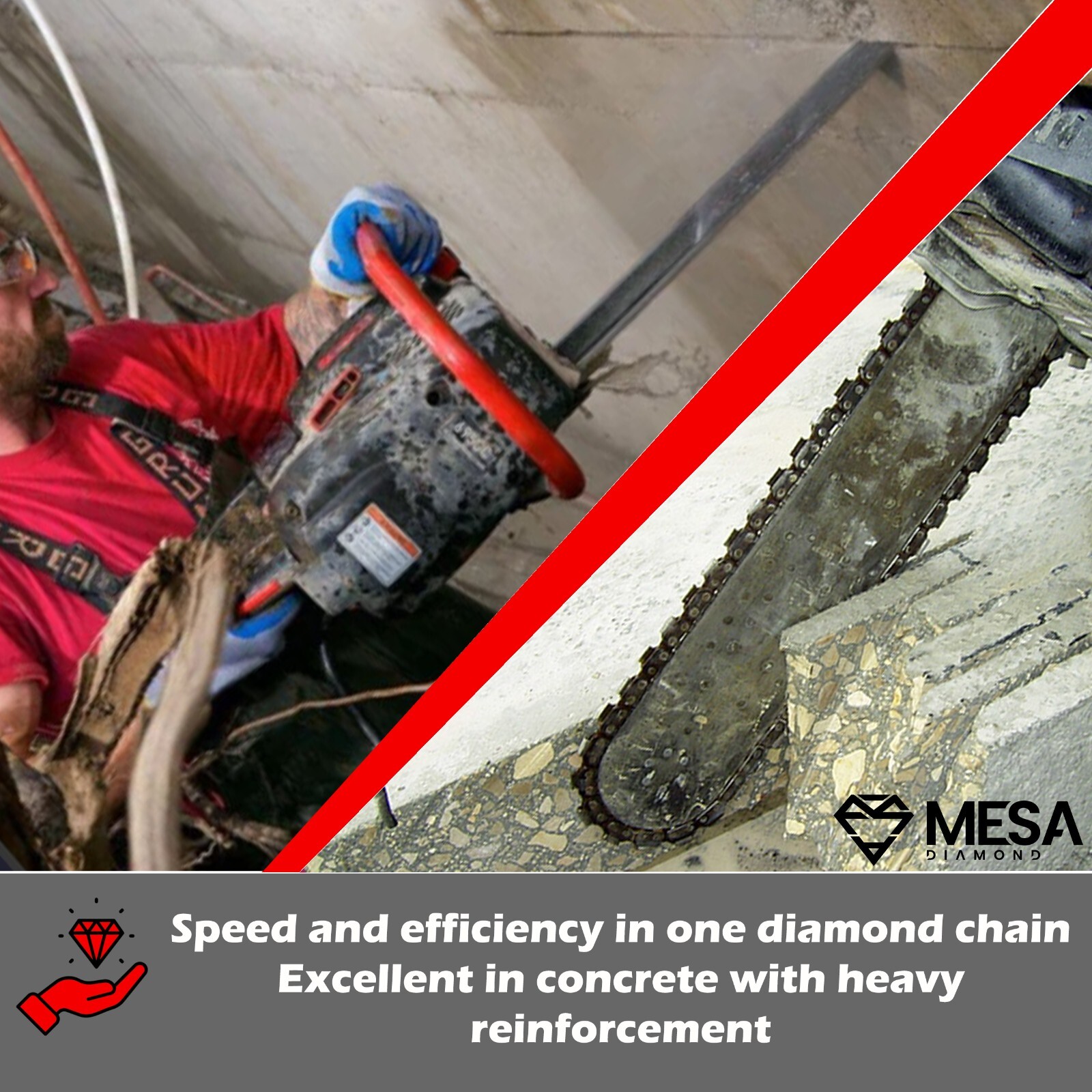 Concrete Chainsaw Diamond CHAIN MIA Fit for ICS, Husqvarna, STIHL MESA DIAMOND®