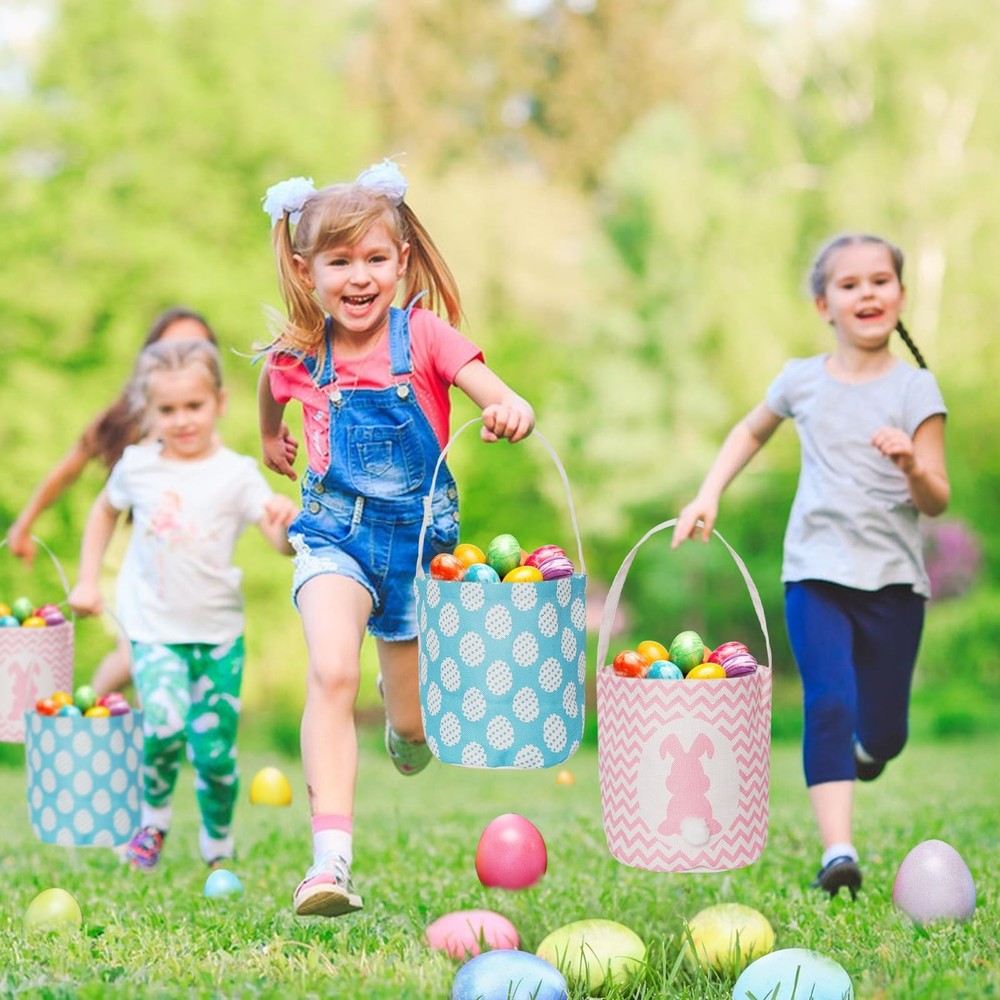 Paoicole 2 Pcs Easter Egg Baskets for Kids, Easter Eggs Hunt Basket for Kids ...