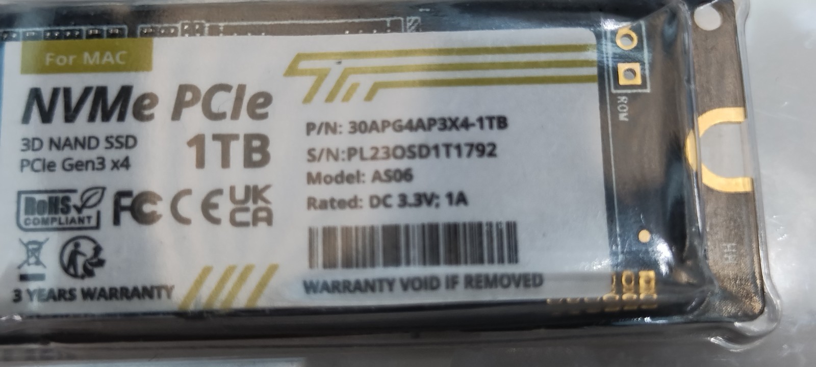 Timetec 1TB MAC SSD NVMe PCIe Gen3x4 2280 3D NAND For MacBook, iMAC, Mini *READ