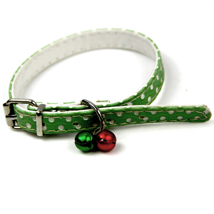 Polka Dot Charming Color Leather Cat Collar with 2 Bells by AXEL PETS