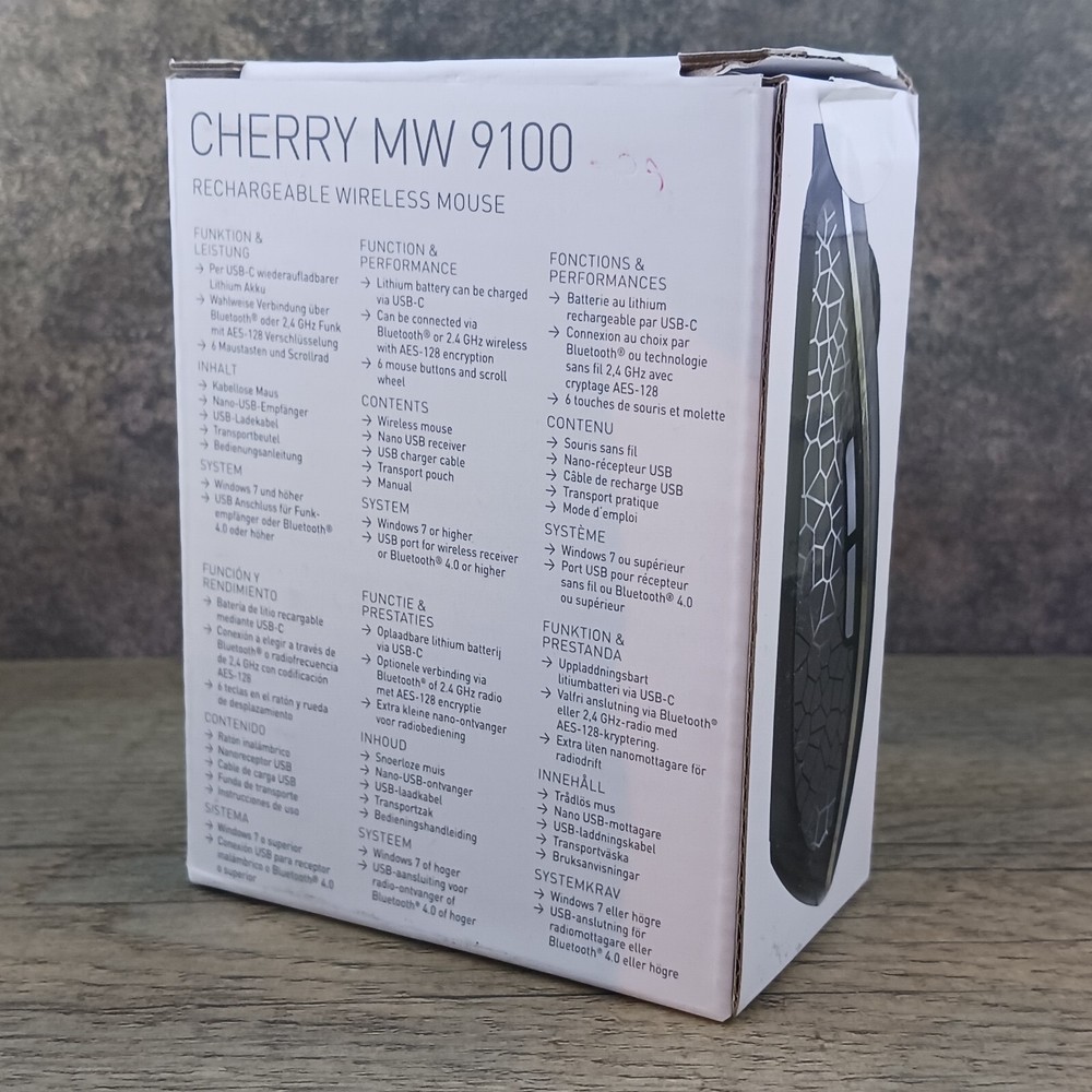 Cherry MW 9100 USB Wireless Mouse Bluetooth 6 Button Scroll Wheel 2400Dpi Black