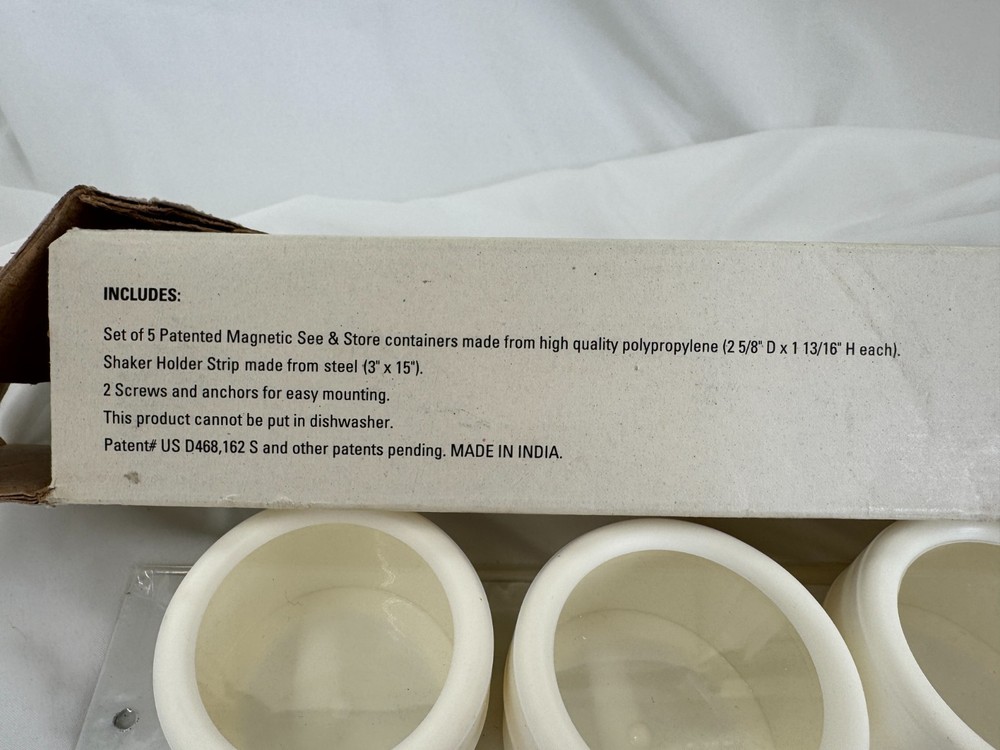 Magnetized Cream Color Spice Storage New in Opened Box