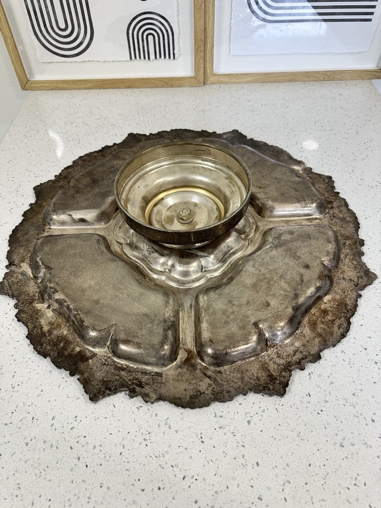 Silver Soldered Stud Plated Lazy Susan Serving Platter 20"