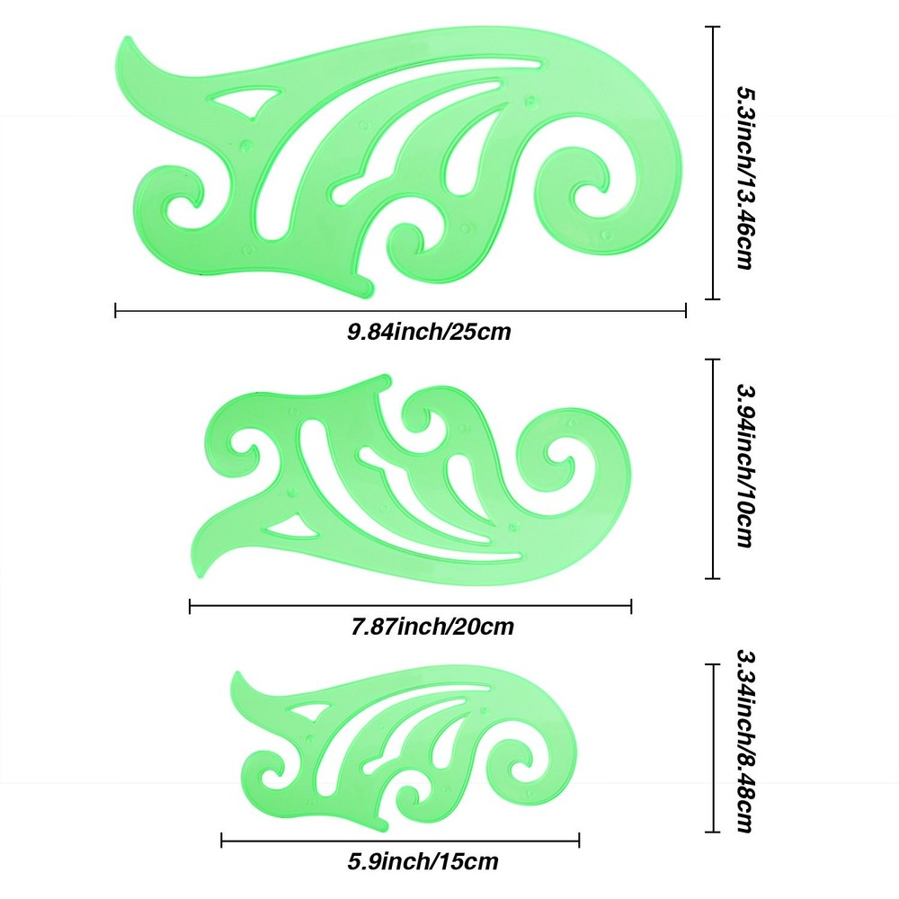 6 Pieces Plastic French Curve Ruler Multi-Function Comic Template Tool Set