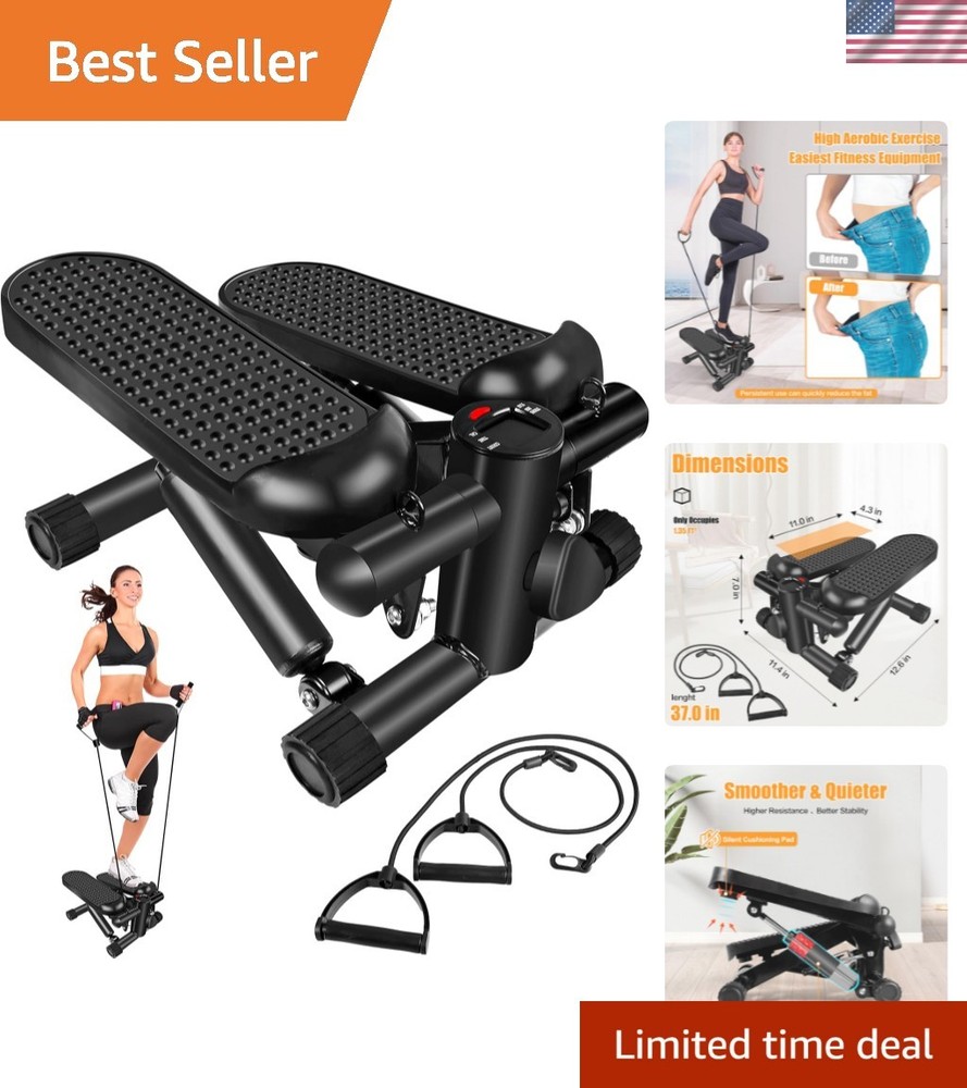 Compact Hydraulic Stepper with Real-Time Tracking & Adjustable Height for Toning