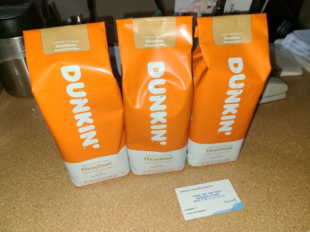 Dunkin Donuts Three Pounds Ground Hazelnut Blend Coffee (GROUND) Medium Roast