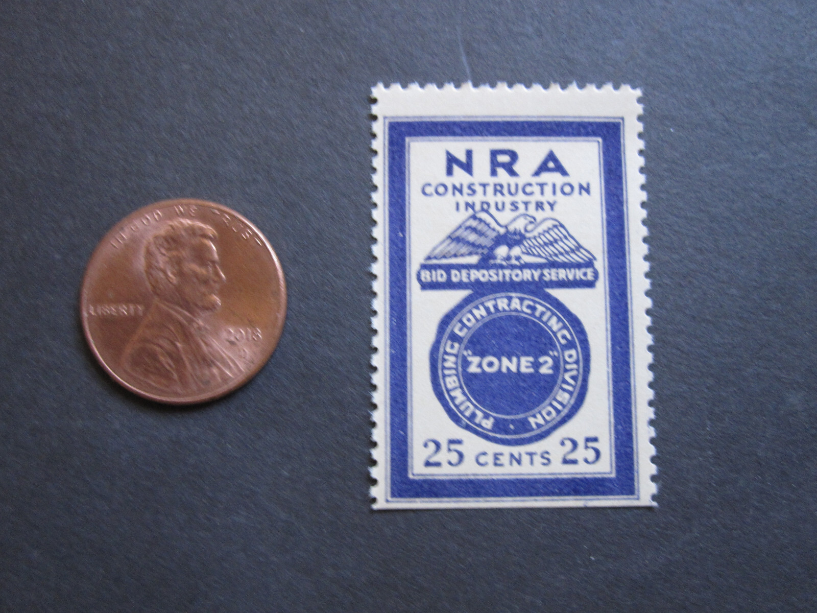 vTg 1930 NRA 25¢ Blue Eagle Plumber Bid Depository service stamp mint OG NH RARE