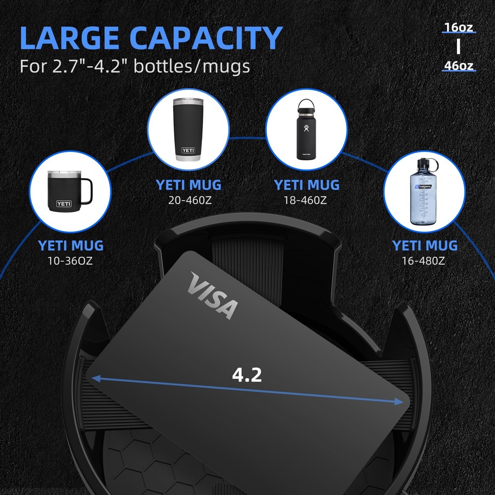 Car Cup Holder Expander, Extender Adapter for with Black