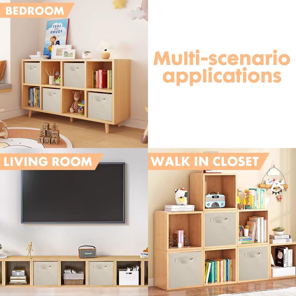 Storage Bins, Foldable Fabric Storage Cubes And Cloth Storage Organizer Drawe...