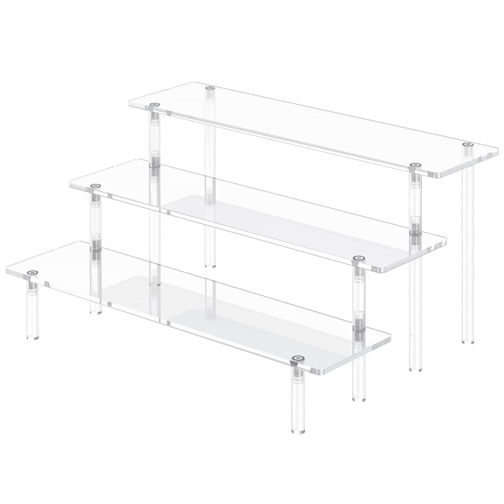 3 Tier Acrylic Display Risers, Large Perfume Organizer Stand, Clear
