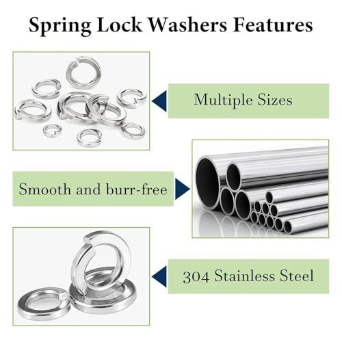 Spring Lock Washers Assortment Kit 1780 Pcs - Metric & SAE Split Washers, 304 SS