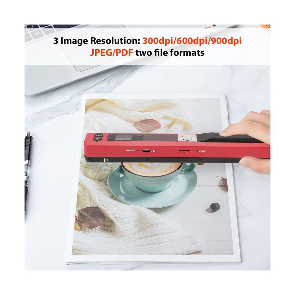 Ymiko A4 Document Scanner - Portable Handheld Scanner (Red)