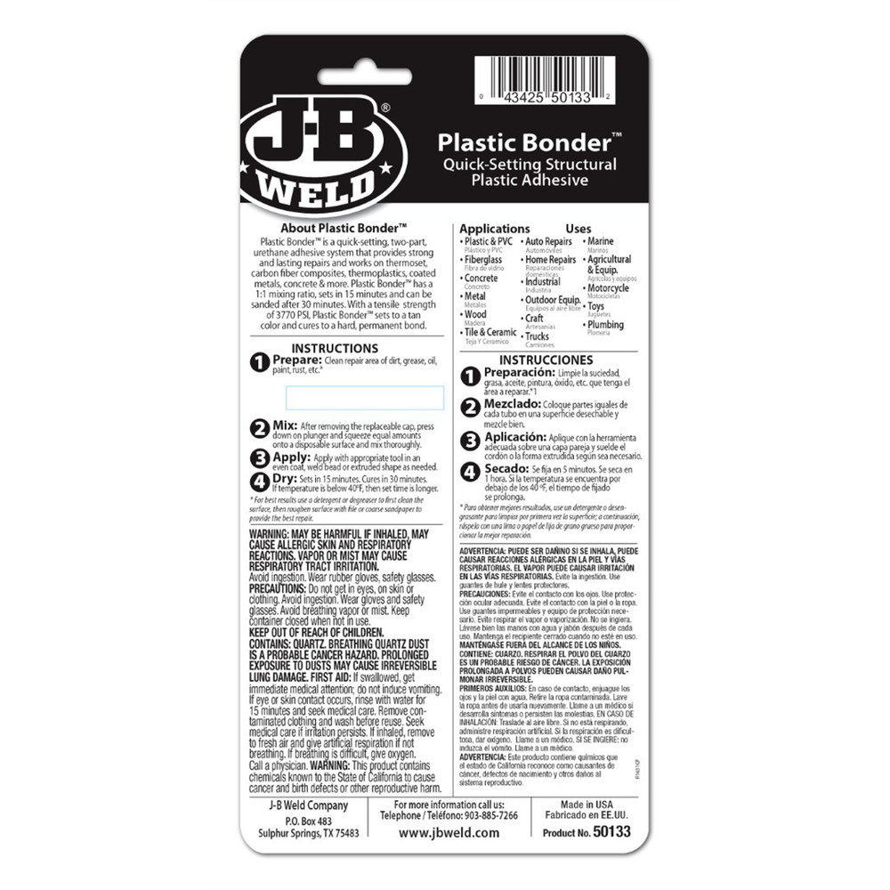JB Weld 50133 Plastic Bonder 25ML