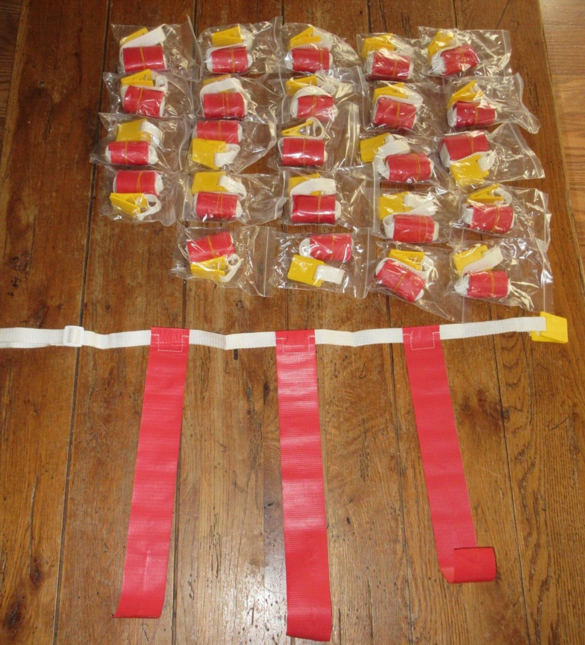 Lot of 25 Triple Threat Flag Football 3 Red Flags Quick Release Clip Belt S/M