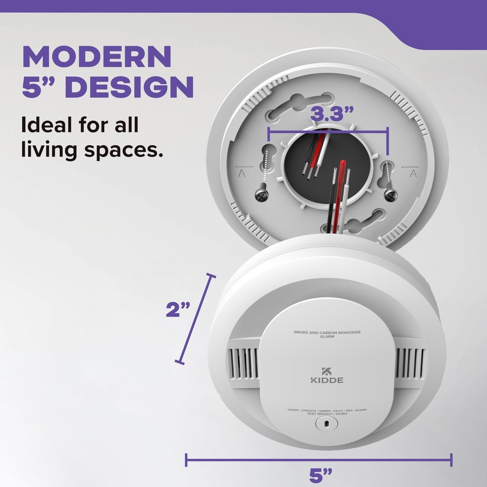 Hardwired Smoke & CO Detector with Interconnected Alarm & LED Warning Lights