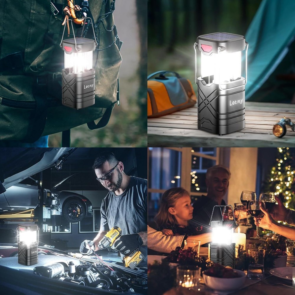 4 Pack Camping Lantern, Rechargeable LED Lanterns, Solar Lantern Battery Powered