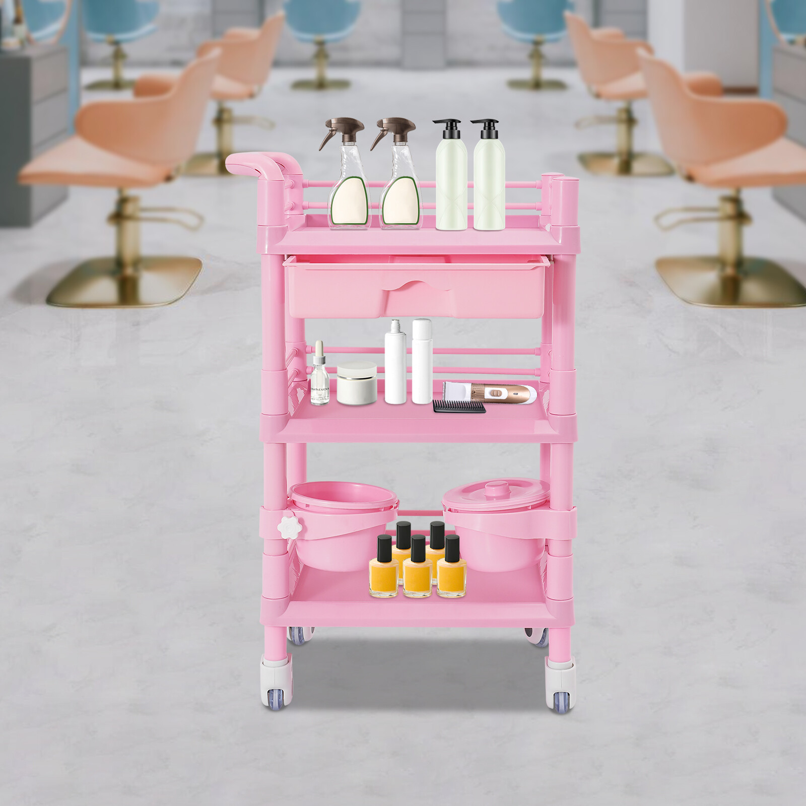 80kg/176.37lbs Movable Salon Storage Cart Beauty Organizer Mobile Storage Cart