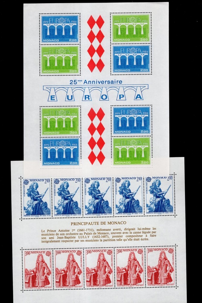 Monaco 1982-1990 Europa Complete 9 Mini-sheets MNH