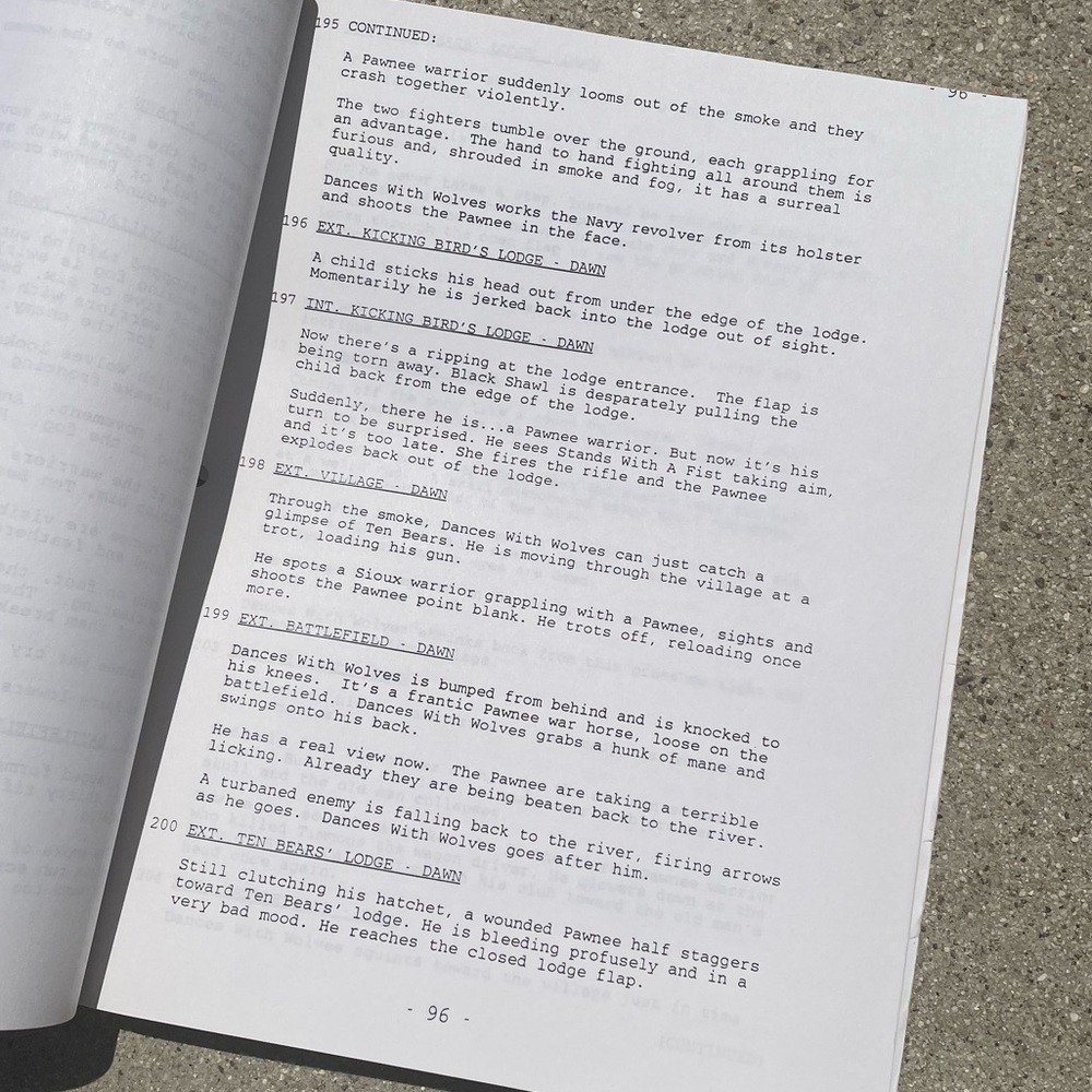 Academy Award Winner Dances With Wolves 1989 Orion Pictures Final Draft Script