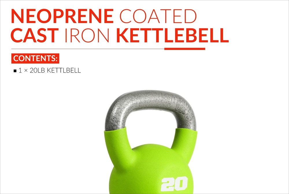 20lb Neoprene Coated Kettlebell, Green