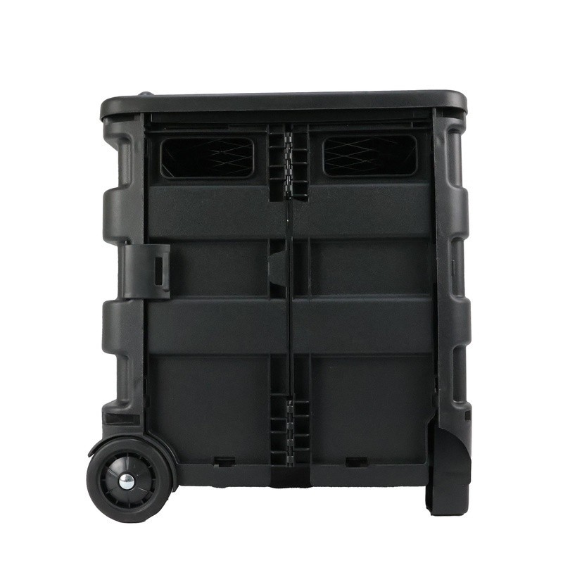Collapsible Rolling Cart Organizer W/ Lid Durable Plastic Storage Solution New