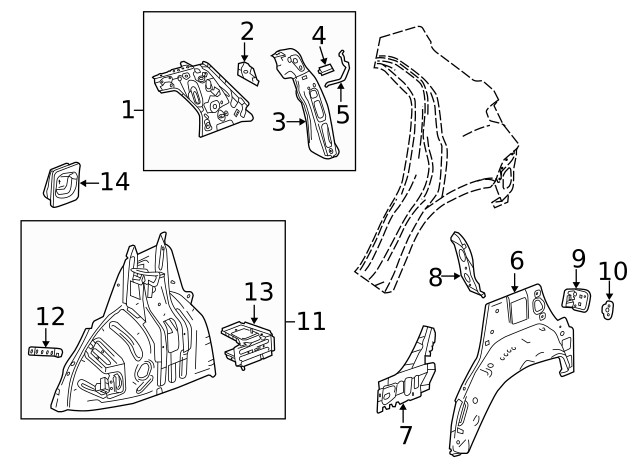 Genuine GM Upper Quarter Panel 95301208