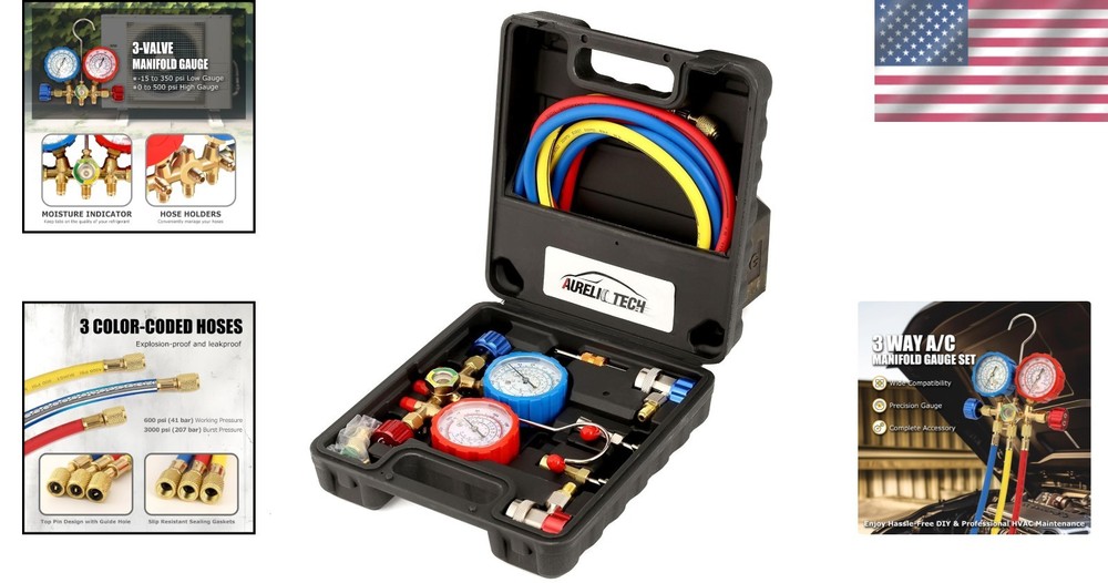 Complete AC Manifold Gauge Set for Refrigerants - Durable & Accurate Diagnostics